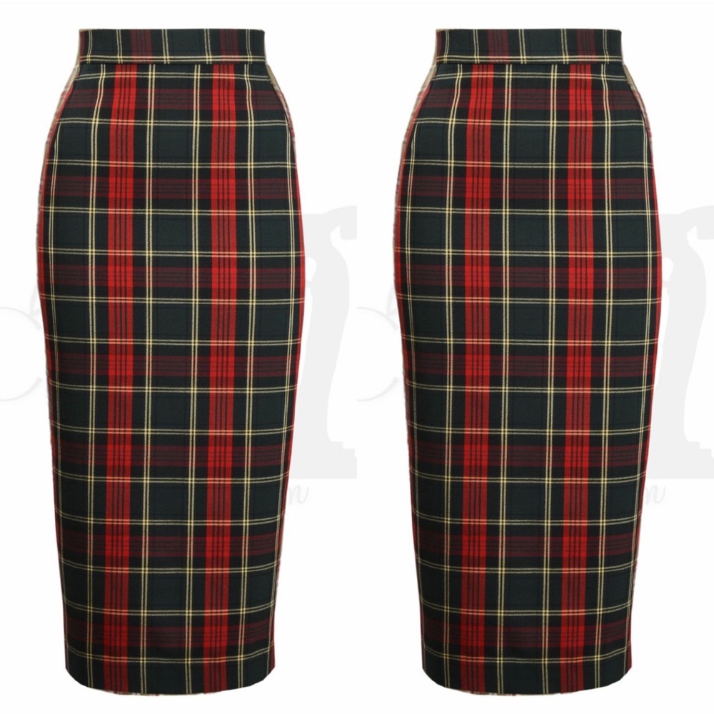 House of Foxy Tartan Pencil Skirt